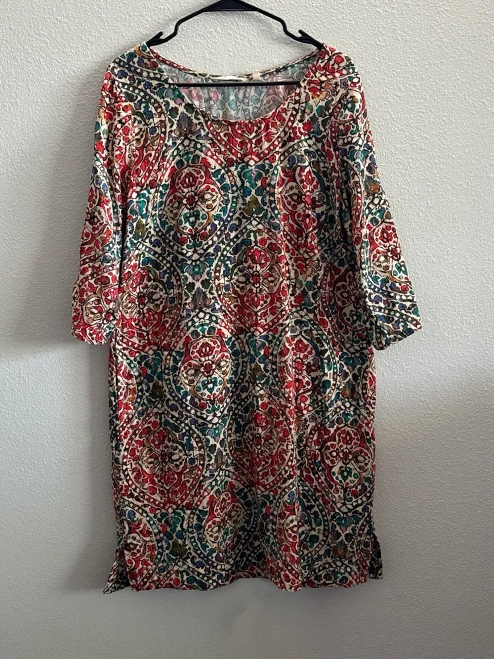 Soft Surroundings Boho Paisley Cotton Tunic Dress Colorful Medallion Print small